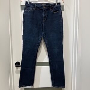 Ann Taylor Petite The Slim Curvy Jeans Denim Mosaic Wash 12P EUC